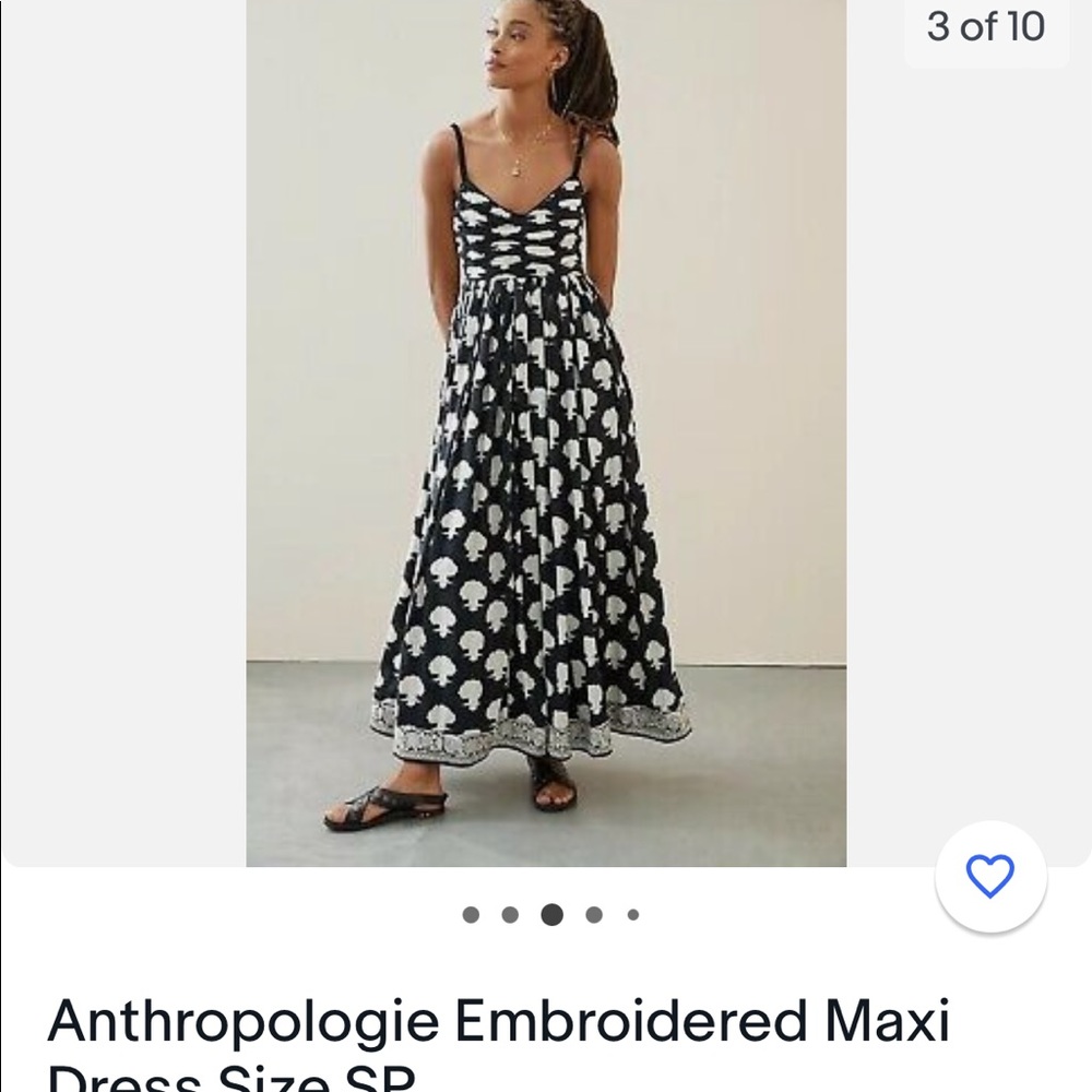 Anthropologie Payal Jain Black and White Embroidered Maxi Dress
